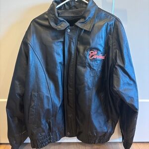 St. Louis Cardinal U.S.A. Leather Jacket Men's Size Large Removable‎ Fleece VTG